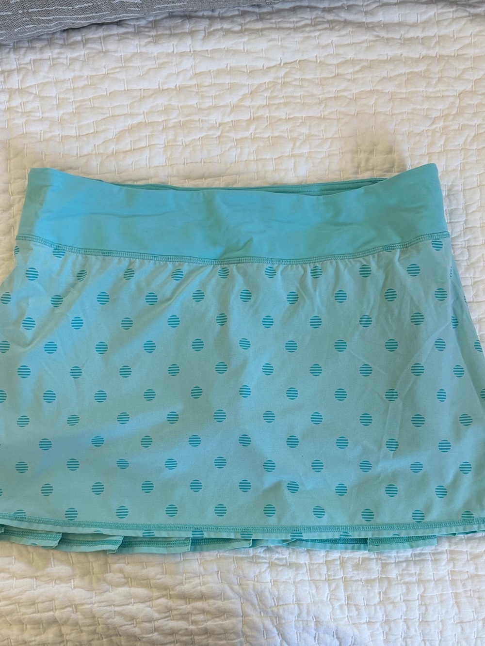 Lululemon Run Pace Setter Skirt in the Stripe Dot Printed Angel Blue
